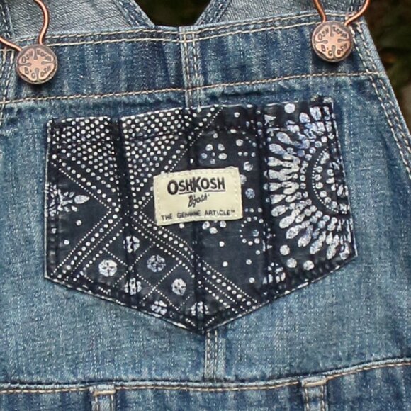 Oshkosh B'gosh Denim Overall Dress with a Patchwork Design 3T - Picture 2 of 3